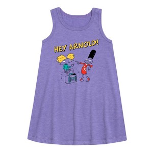 Girls' - Hey Arnold! - Best Buds Graphic Sleeveless Aline Dress - 1 of 2