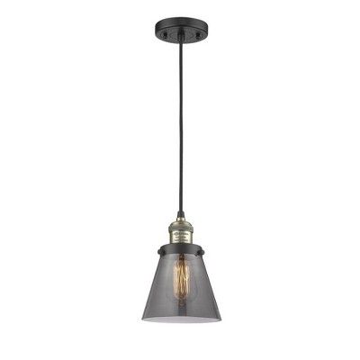 Cone - 1 Light Cord Hung Mini Pendant In Industrial Style-8 Inches Tall and 6 Inches Wide