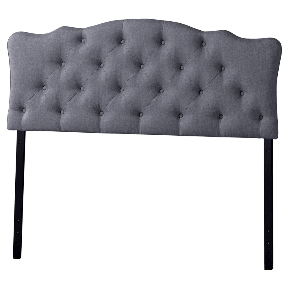 Photos - Bed Frame Queen Rita Modern And Contemporary Fabric Upholstered Button-Tufted Scallo