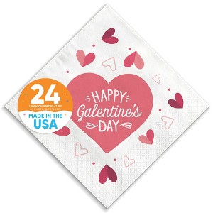 Big Dot of Happiness Happy Galentine’s Day Napkins, Valentine’s Day Party Heart Decor, White 3-Ply Paper Luncheon Dinner Napkins - 24 Count - 1 of 4