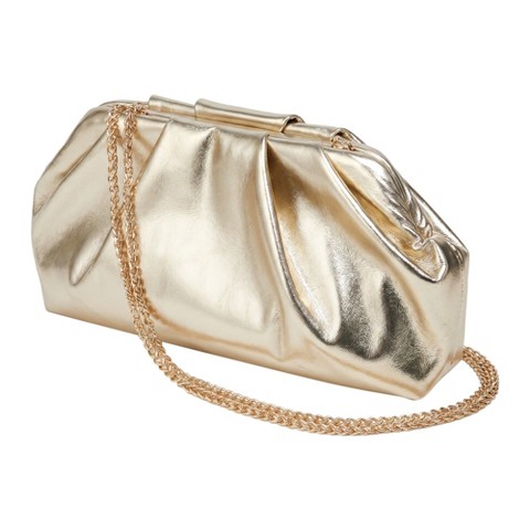 Сумки INSPIRE CHIC Vegan Leather Clutch Purse for Women Soft Pleated PU Evening Clutch with Detachable Chain Light Gold 11*1.9*6.3 inches