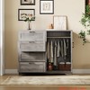 Wooden Storage Cabinet, Freestanding Wardrobe w/ 1 Hanging Rod, Side Organizer w/ 4 Drawers and Double Doors - 2 of 4