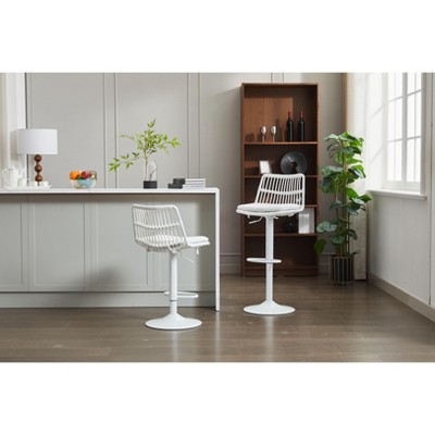 NicBex Set of 2 Bar Stools for Kitchen Island,Rattan Counter Bar Stools with Footrest,Bar Chairs for Dining Rooms,Kitchens Islands