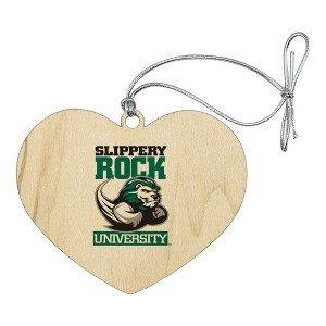 Slippery Rock Secondary Logo Heart Love Wood Christmas Tree Holiday Ornament - 1 of 3