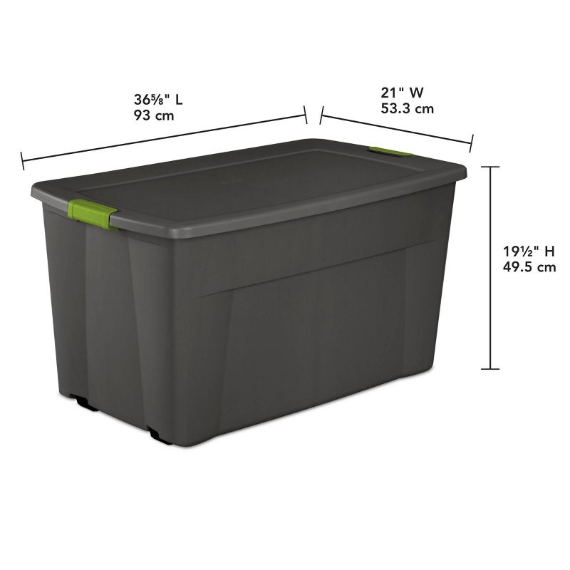 Sterilite 45gal Latching Storage Tote - Gray with Green Latch, 4 of 8