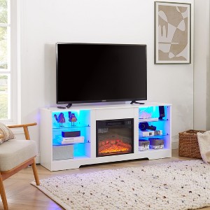 NicBex TV Stand for 62 Inch TV with LED Lights,TV Entertainment Center with 18 Inch Electric Fireplace,Modern TV Console Table for Living Room - 1 of 4