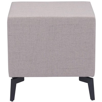 Gray Fabric and Metal Rectangular Side Table with Storage