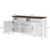 Homy Casa White Farmhouse Sideboard Buffet Cabinet with Storage Shelves and Sliding Door - 3 of 4