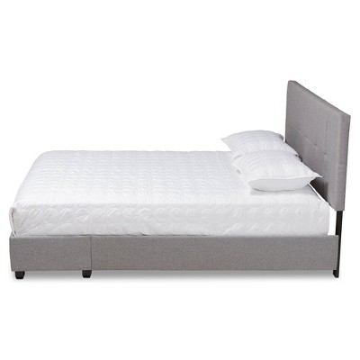 Elegant Netti Light Grey Queen Upholstered Storage Bed with Tufted Headboard