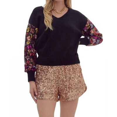 Women's SEQUINED ARM SWEATER - entro