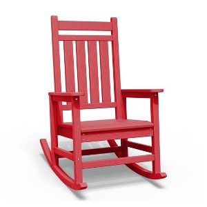 Hyleory HDPE Modern Resin Outdoor Rocking Chair, Patio Adirondack Chair for All Seasons - 1 of 4