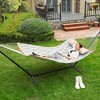 SONGMICS Hammock, Quilted Hammock with Curved Bamboo Spreaders, Pillow, 78.7 x 55.1 Inches - 3 of 4