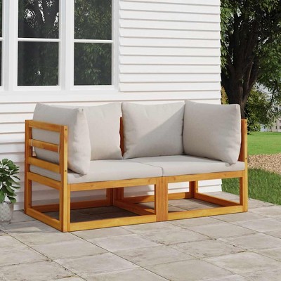 vidaXL Corner Sofa Light grey Solid acacia wood, Polyester Medium