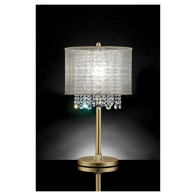 30&#34; Antique Metal Table Lamp with Crystals (Includes CFL Light Bulb) Brown - Ore International, 4 of 8