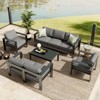 7 Seats Aluminum Patio Furniture Set, 5 Pieces Outdoor Sectional Conversation Set Sectional Sofa with 4" Armrest & 5" Thick Cushions & Coffee Table - 2 of 4