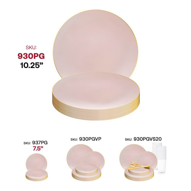Smarty Had A Party 10.25" Pink with Gold Organic Round Disposable Plastic Dinner Plates (120 Plates), 5 of 7