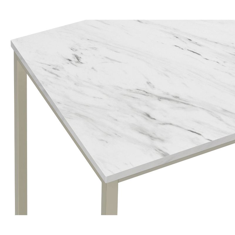 Leona End Table Faux White Marble/Satin Nickel - Coaster, 4 of 5