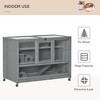 Skyzone Slate Grey 3-Tier Fir Wood Hamster Cage with Seesaw, Hideouts, Rolling Wheels & Multiple - 4 of 4