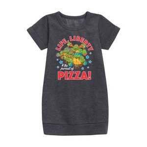 - Teenage Mutant Ninja Turtles - Life Liberty Pursuit Of Pizza Graphic Short Sleeve Fleece Dress - 1 of 3