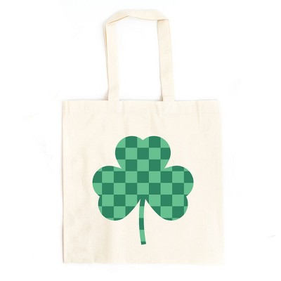 City Creek Prints Checker Shamrock Canvas Tote Bag - 15x16 - Natural