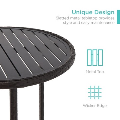 Brown and Beige Wicker Outdoor Bistro Set with Barstools