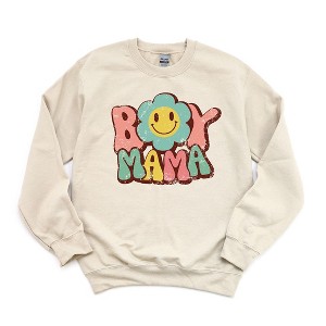 Simply Sage Market Women's Graphic Sweatshirt Boy Mama Flower - 1 of 2