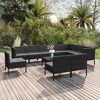 vidaXL Garden Lounge Set Patio Sectional Sofa Couch Outdoor Poly Rattan Black - 2 of 4
