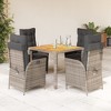 vidaXL Patio Dining Set with Cushions Outdoor Garden Furniture Poly Rattan - Gray 35.4" Table Length 4 Piece - 2 of 4
