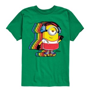 Boys' - Despicable Me 4 - Minion Roller Skating with Retro Rainbow Short Sleeve Graphic T-Shirt - 1 of 4