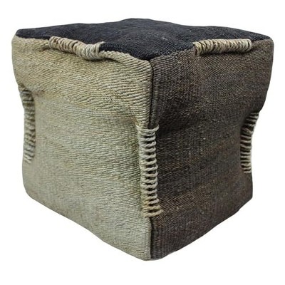 Moti Andy Pouf Upholstered in Brown Fabric