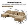 Mid-Century U-Shape Sectional Sofa with Ottomans, 4-Seat Sofa with Flared Arms and Removable Skirts, Chenille Couch with Cushion-Coolbibila - 4 of 4