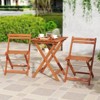 Tangkula 3 PCS Outdoor Wood Bistro Set w/ 2 Folding Chairs & Dining Table for Backyard - 3 of 4