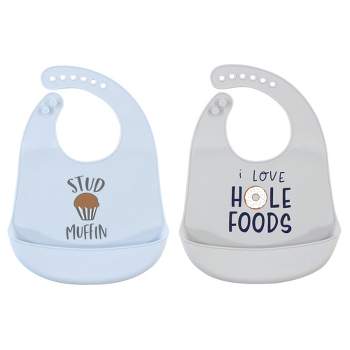 Hudson Baby Infant Boy Silicone Bibs 2pk, Stud Muffin 2-Pack, One Size