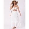 Allegra K Women's High Waist Tiered Belt Ruffle Lattice Texture Casual A Line Maxi Skirt - 3 of 4