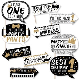 Big Dot of Happiness Funny 1st Birthday Little Mr. Onederful - Boy First Birthday Party Photo Booth Props Kit - 10 Piece - 1 of 4
