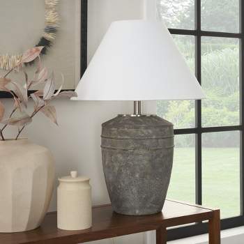 25" Rustic Brown Ceramic Farmhouse Table Lamp - Nourison