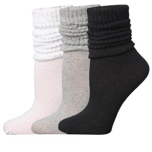 Tipi Toe Womens 3 Pairs Slouch Socks Knee High Timeless Neutrals Multicolor Pattern Warm Cozy Crew Cotton Scrunch Socks - 1 of 1