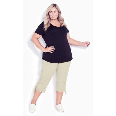 Avenue Women's Plus Size Cotton Cinch Capri