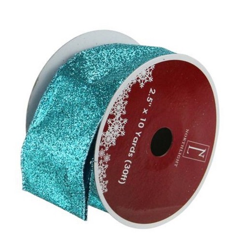 Northlight Shimmering Teal Solid Wired Christmas Craft Ribbon 2.5