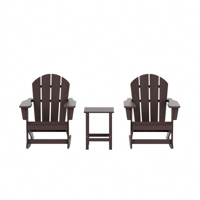 WestinTrends 3 Piece set Outdoor Patio Poly Adirondack rocking chairs with side table