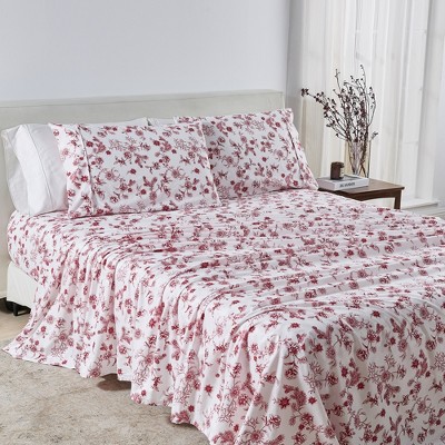 Winter Floral Brushed Microfiber Sheet Set - Great Bay Home