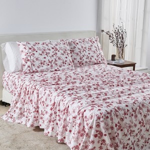 Winter Floral Brushed Microfiber Sheet Set - Great Bay Home - 1 of 4