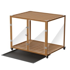 Artloge Modern Extra Large Heavy Duty Dog Crate Tempered Glass Pet Cage with Anti-Rust Aluminum Frame Lockable Casters & Spacious Interior - 1 of 4