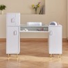 VEVOR Manicure Table, Glass Top Nail Desk, Makeup Dressing Nail Station with Storage Cabinets, Acetone-Resistant Nail Tech Table - 2 of 4
