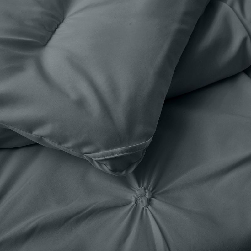 Peace Nest Pintuck Comforter Set, Bedding Set for All Season, Comforter and Pillowcases Set, Dark Gray, 4 of 7