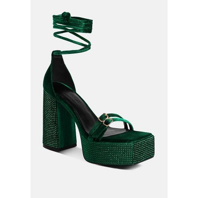 Firecrown Rhinestone Platform High Block Sandals