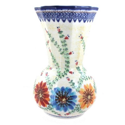 Blue Rose Polish Pottery Autumn Burst Vase