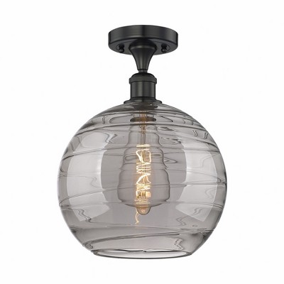 Athens Deco Swirl - 1 Light Semi-Flush Mount In Industrial Style-13.5 Inches Tall and 12 Inches Wide