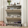TIRAMISUBEST Rustic Shoe Cabinet with Dual-Layer Drawers & Metal Legs - 3 of 4