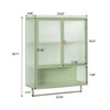 FONTOI 23.62" Glass Doors Modern Two-door Wall Cabinet with Two-tier Enclosed Storage&Open Shelf for Entryway Living Room, Green, 9.06"*30.71"*23.62" - 3 of 4